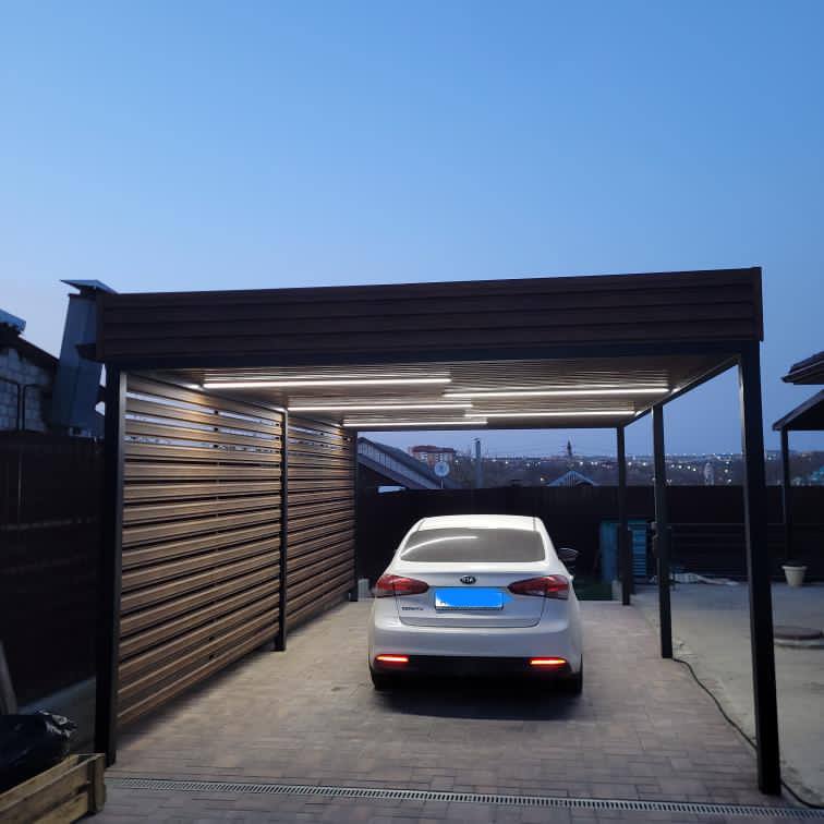 Пергола из евроштакетника широкого Каштан Printech фото 2 в Кургане
